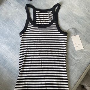Black and white striped racer back tank
